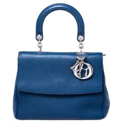 Pre Owned Dior Blue Leather Small Be Dior Flap Top Handle Bag