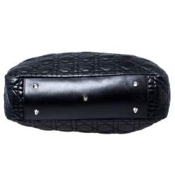 Pre Owned حقيبة يد ديور شوبر جلد ناعم مبطن كاناج أسود