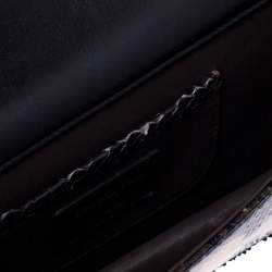 Pre Owned حقيبة كلاتش ديور سلسلة ليدي ديور جلد ثعبان ذهبية / سوداء