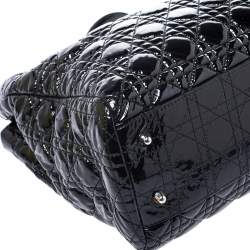 Pre Owned Dior Black Cannage Quilted Soft Patent Leather Large Shopper Tote