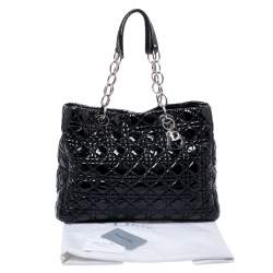 Pre Owned Dior Black Cannage Quilted Soft Patent Leather Large Shopper Tote