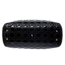 Pre Owned Dior Black Cannage Quilted Soft Patent Leather Large Shopper Tote