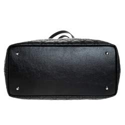 مملوكة مسبقًا Dior Black Cannage Quilted Coated Canvas Medium Panarea Tote