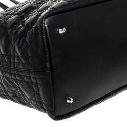 مملوكة مسبقًا Dior Black Cannage Quilted Coated Canvas Medium Panarea Tote