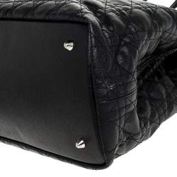 مملوكة مسبقًا Dior Black Cannage Quilted Coated Canvas Medium Panarea Tote