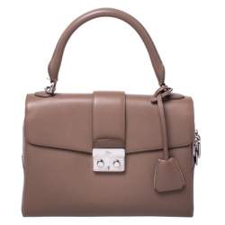 Pre Owned Dior Nude Leather New Lock Top Handle Bag