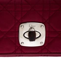 مملوكة مسبقًا Dior Burgundy Quilted Cannage Satin Charming Lock Continental Wallet