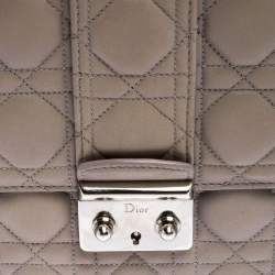 Pre Owned Dior Grey Cannage Leather Large Miss Dior Flap Bag