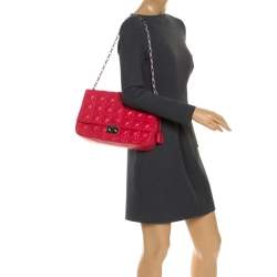 Pre Owned حقحقيبة ديور ميس ديور كبيرة قلاب جلد مبطن كاناج أحمر 