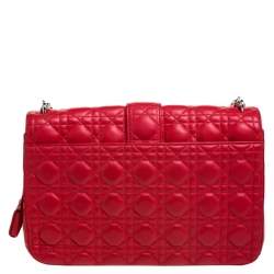 Pre Owned حقحقيبة ديور ميس ديور كبيرة قلاب جلد مبطن كاناج أحمر 