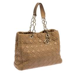 Pre Owned Dior Beige Cannage Quilted Leather Large Shopper Tote