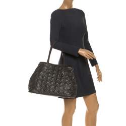 Pre Owned حقيبة ديور باناريا شوبر كانفاس مقوى كاكيه متوسطة 