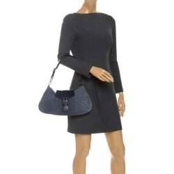 Pre Owned حقيبة كتف ديور ليدي كوردوري بلوز دنيم زرقاء