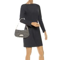 Pre Owned Dior Grey Tweed Limited Edition Beaded Malice Shoulder Bag