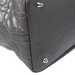 مملوكة مسبقًا Dior Metallic Grey Cannage Coated Canvas Large Panarea Tote