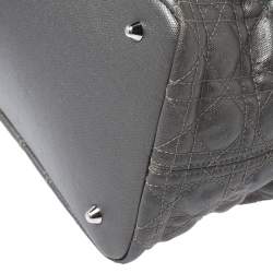 مملوكة مسبقًا Dior Metallic Grey Cannage Coated Canvas Large Panarea Tote