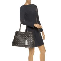 مملوكة مسبقًا Dior Metallic Grey Cannage Coated Canvas Large Panarea Tote