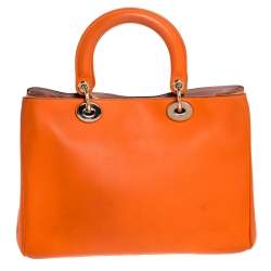 مملوكة مسبقًا Dior Orange Leather Medium Diorissimo Shopper Tote