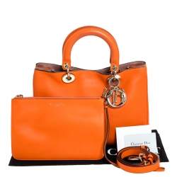 مملوكة مسبقًا Dior Orange Leather Medium Diorissimo Shopper Tote