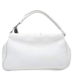 Pre Owned Dior White Leather Gaucho Alpine Saddle Bag