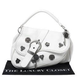 Pre Owned Dior White Leather Gaucho Alpine Saddle Bag