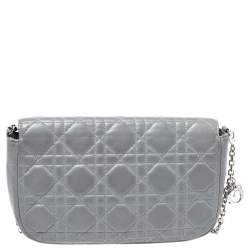 مملوكة مسبقًا حقيبة ديور سلسلة مي ديور بروميد جلد مبطنة رمادية