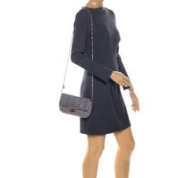 مملوكة مسبقًا حقيبة ديور سلسلة مي ديور بروميد جلد مبطنة رمادية