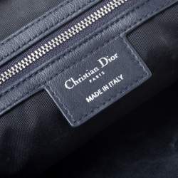 Pre Owned Dior Navy Blue Cannage Leather Lady Dior Zipped Shopper Tote 