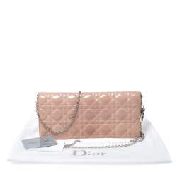 Pre Owned حقيبة كلتش ديور ليدي ديور بسلسلة جلد لامع كاناج مبطن بيج