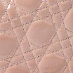 Pre Owned حقيبة كلتش ديور ليدي ديور بسلسلة جلد لامع كاناج مبطن بيج