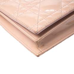 Pre Owned حقيبة كلتش ديور ليدي ديور بسلسلة جلد لامع كاناج مبطن بيج