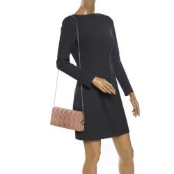 Pre Owned حقيبة كلتش ديور ليدي ديور بسلسلة جلد لامع كاناج مبطن بيج