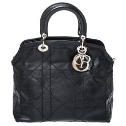 Dior Black Cannage Quilted Leather Granville Tote