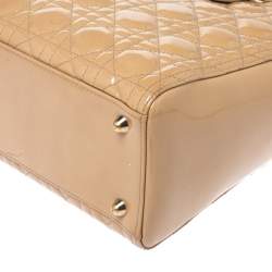 مملوكة مسبقًا حقيبة يد ديور ليدي ديور كبيرة جلد لامع كاناج بيج