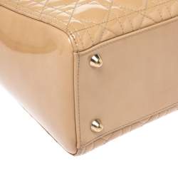 مملوكة مسبقًا حقيبة يد ديور ليدي ديور كبيرة جلد لامع كاناج بيج