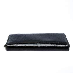 Pre Owned Dior Black Patent Leather Diorissimo Continental Zip Around Wallet