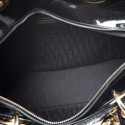 Pre Owned Dior Black Cannage Patent Leather Large Lady Dior Tote