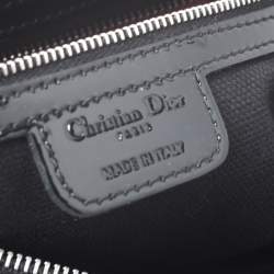 Pre Owned Dior Black Oblique Monogram Patent Leather Boston Bag