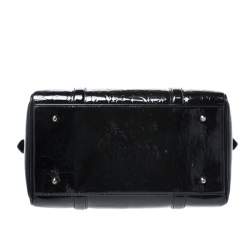 Pre Owned Dior Black Oblique Monogram Patent Leather Boston Bag