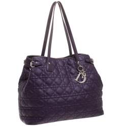 Pre Owned Dior Purple Coated Canvas Medium Panarea Tote