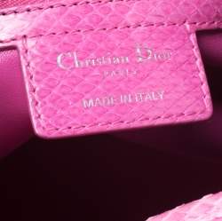 Pre Owned Dior Hot Pink Python Large Lady Dior Tote