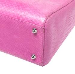 Pre Owned Dior Hot Pink Python Large Lady Dior Tote