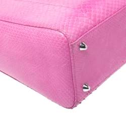 Pre Owned Dior Hot Pink Python Large Lady Dior Tote