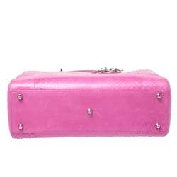 Pre Owned Dior Hot Pink Python Large Lady Dior Tote