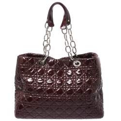 Pre Owned Dior Red Cannage Patent Leather Soft Lady Dior Shopper Tote