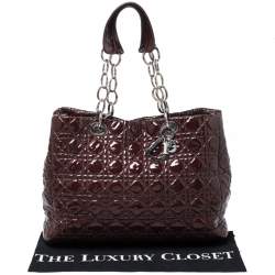 Pre Owned Dior Red Cannage Patent Leather Soft Lady Dior Shopper Tote