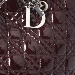 Pre Owned Dior Red Cannage Patent Leather Soft Lady Dior Shopper Tote