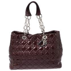 Pre Owned Dior Red Cannage Patent Leather Soft Lady Dior Shopper Tote