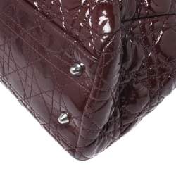 Pre Owned Dior Red Cannage Patent Leather Soft Lady Dior Shopper Tote