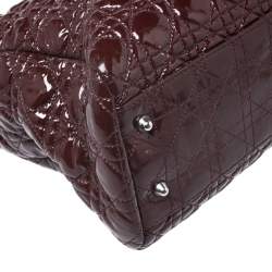 Pre Owned Dior Red Cannage Patent Leather Soft Lady Dior Shopper Tote